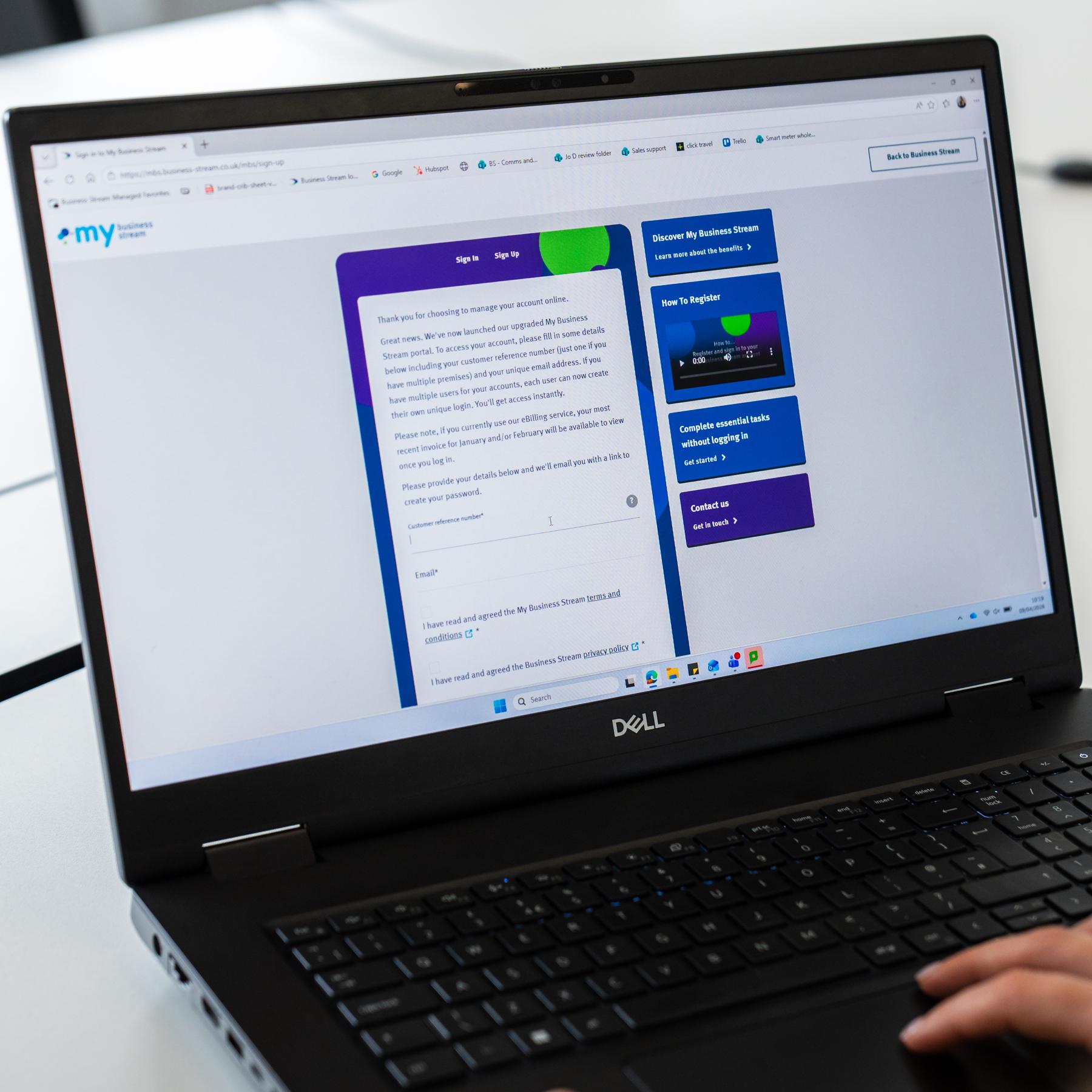 Sign-up screen for My Business Stream