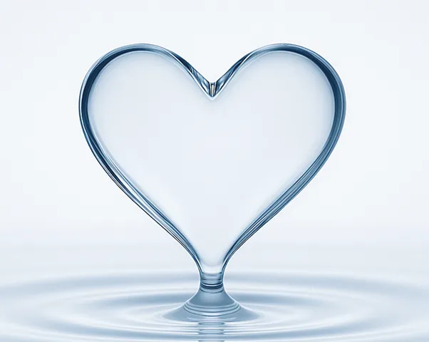 AI-generated water drop shaped like a heart