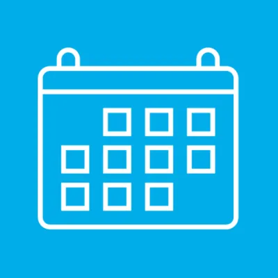 Blue icon depicting a calendar